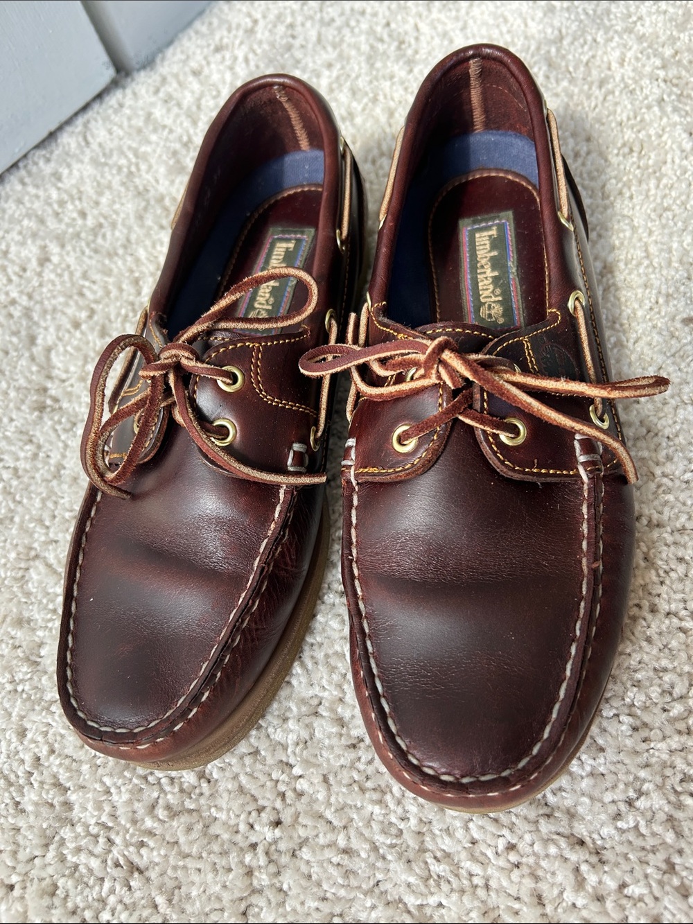 Timberland Men's Dark Brown Leather Boat Shoes Size 9